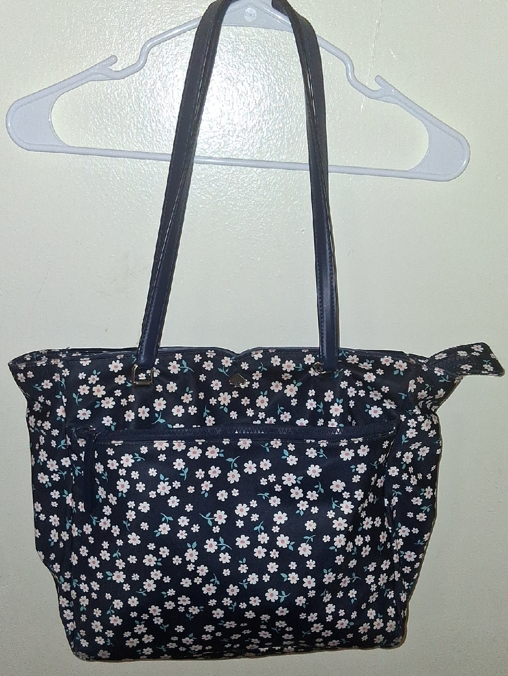 Kate Spade Navy Floral Tote with Pink and White Flowers